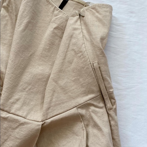 90s linen one shoulder asymmetrical dress - Picture 3 of 8